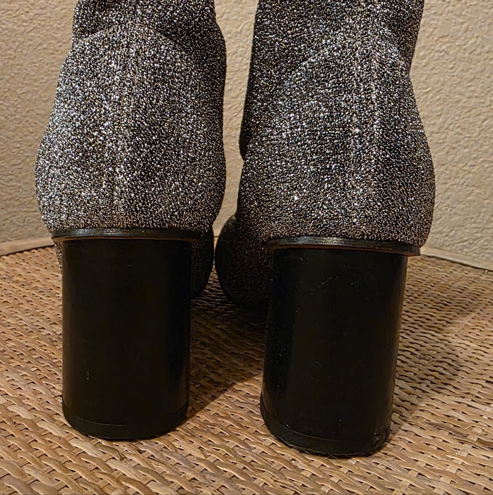 Topshop Stretch Socks Glittering Silver Ankle Boots - Picture 8 of 11